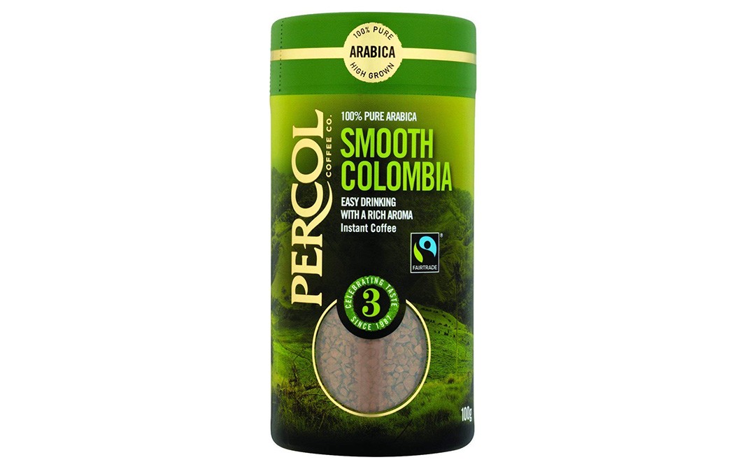 Percol Pure Arabica Smooth Colombia Instant Coffee  Container  100 grams